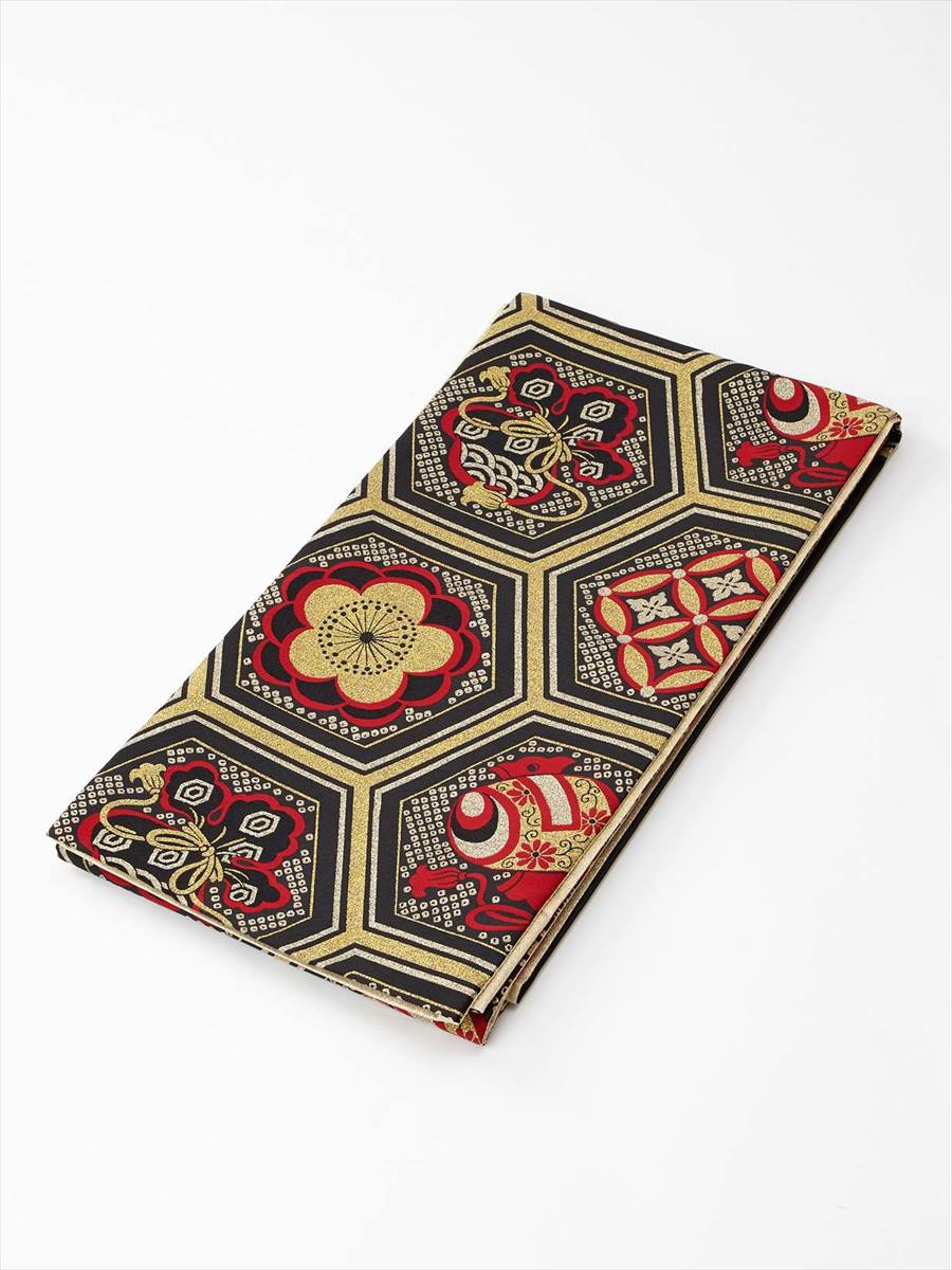 【予約商品】袋帯単品「亀甲」|ブラック