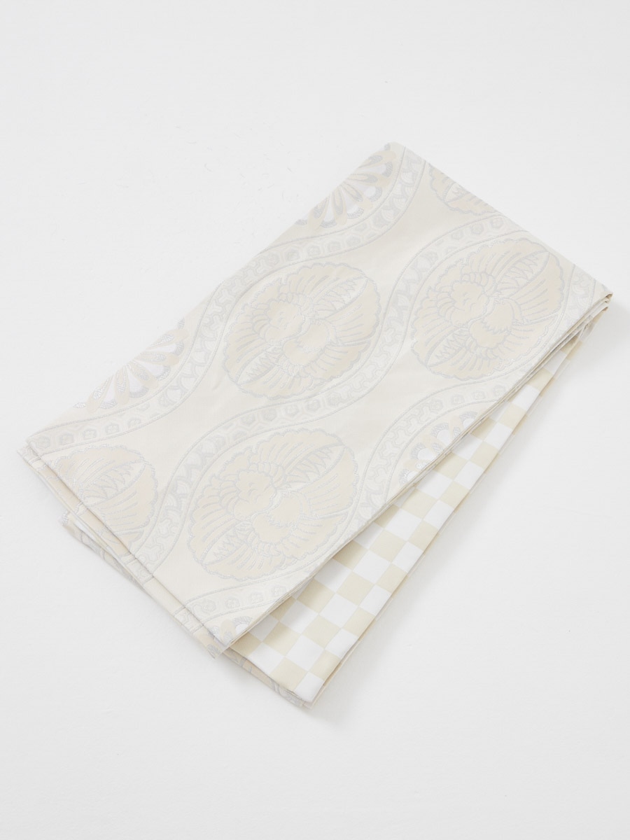 【予約商品】袋帯単品「おしどり」|シルバー