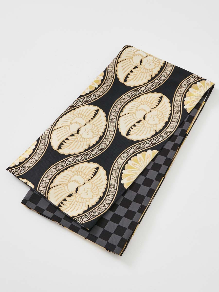 【予約商品】袋帯単品「おしどり」|ブラック