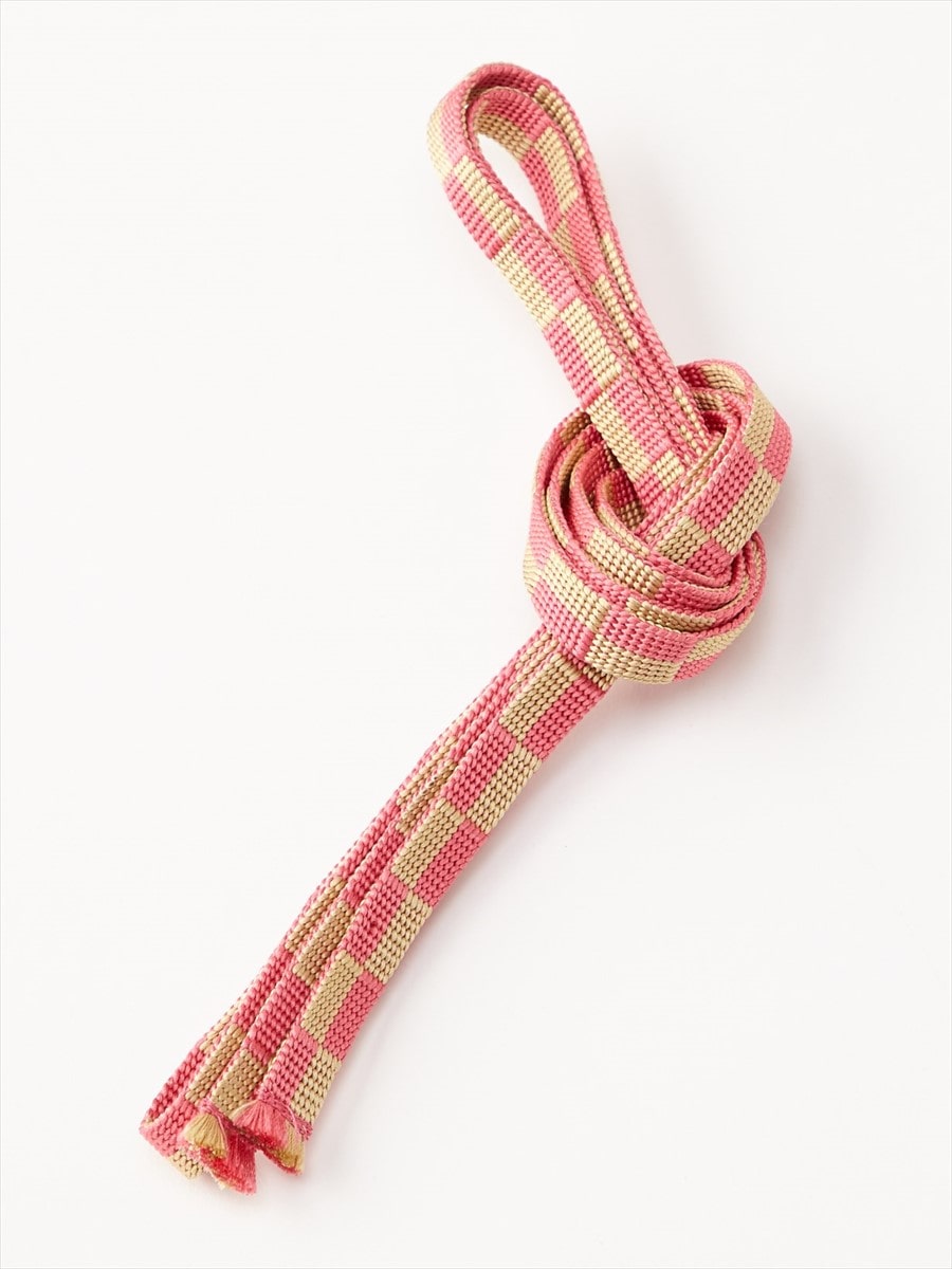 帯締め「市松三分紐」|ピンク