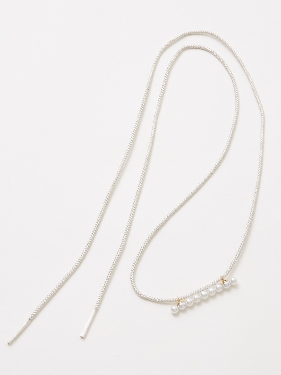 パール付き帯締め|シルバー