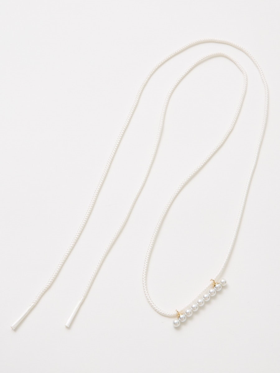 パール付き帯締め|ホワイト