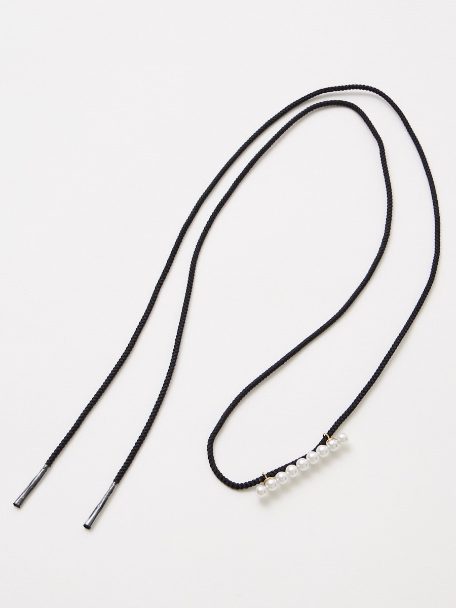 パール付き帯締め|ブラック