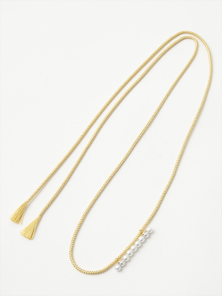 パール付き帯締め|クリーム