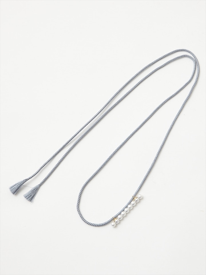 【残りわずか】パール付き帯締め|ブルーグレー