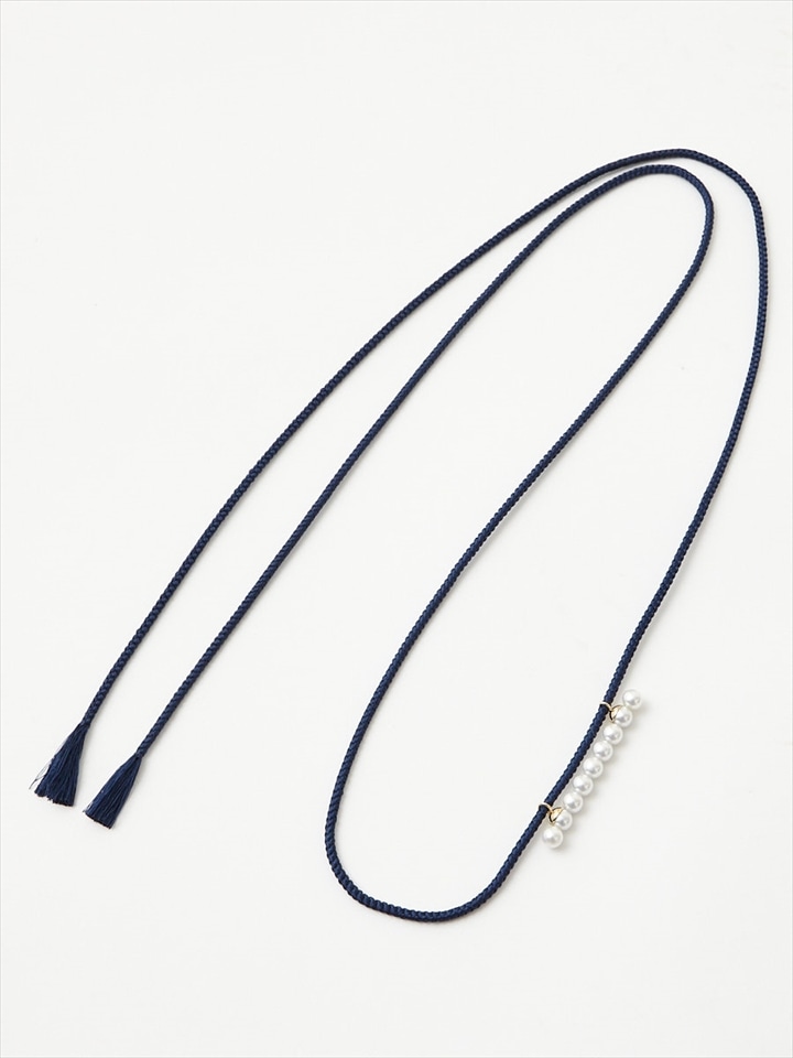 パール付き帯締め|ネイビー