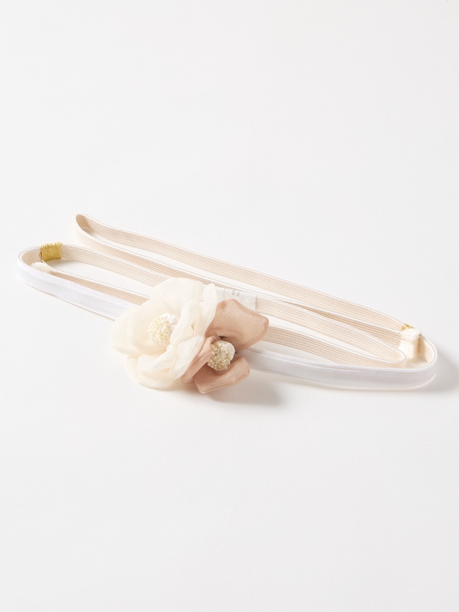 【残りわずか】帯締め「シフォン椿」|オフホワイト