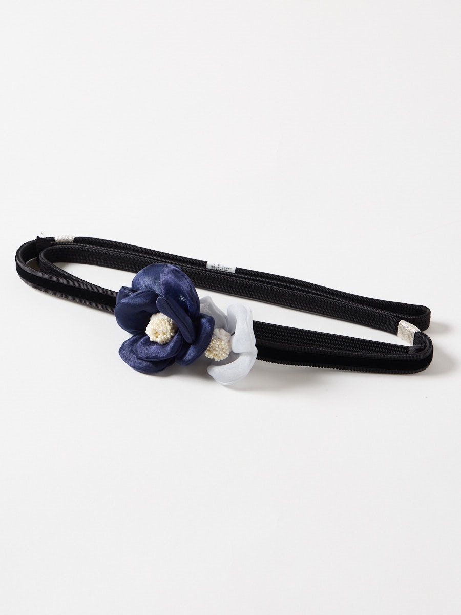 【ラスト1点】帯締め「シフォン椿」|ネイビー