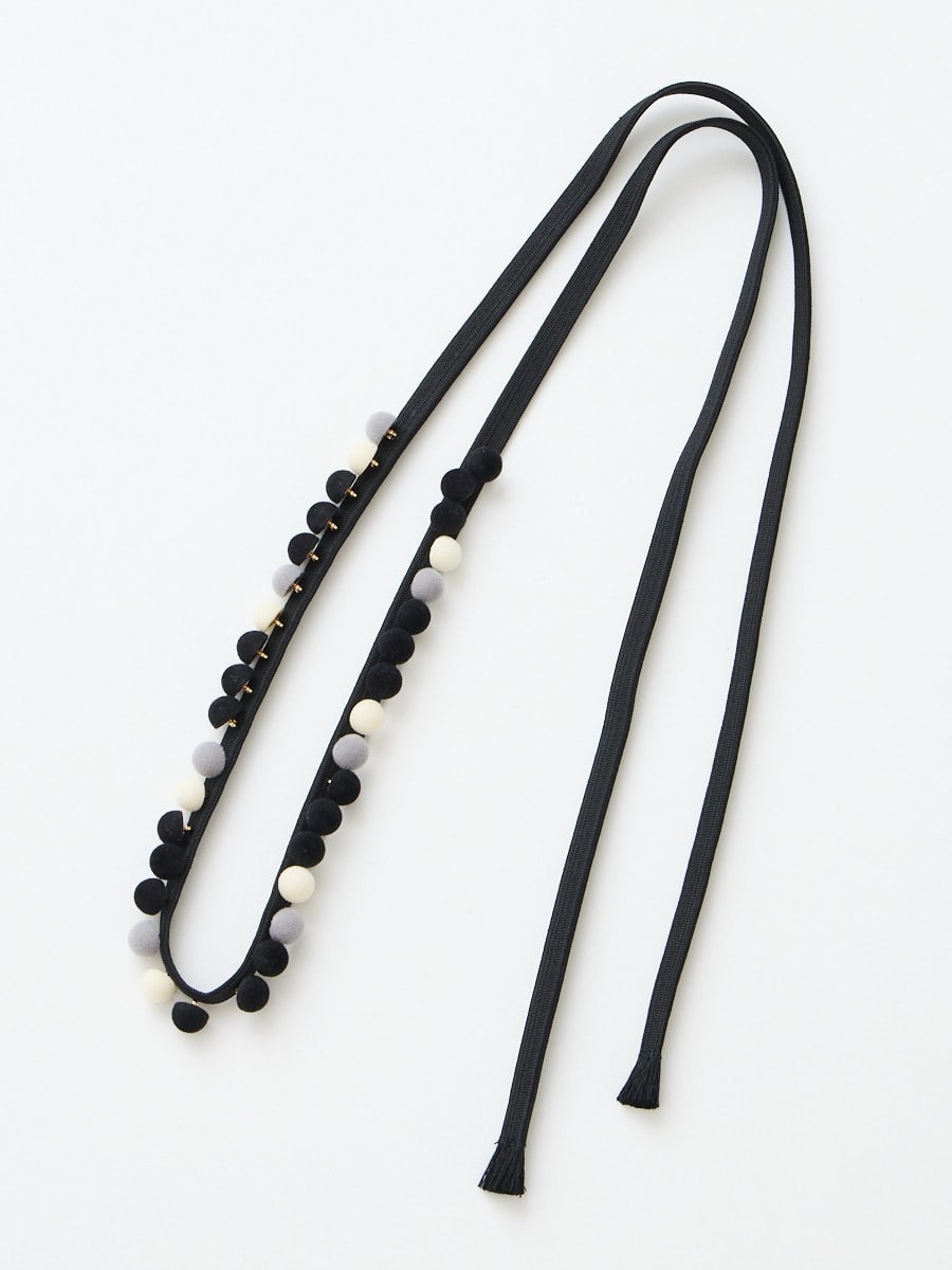 帯締め「猫足音」|ブラック