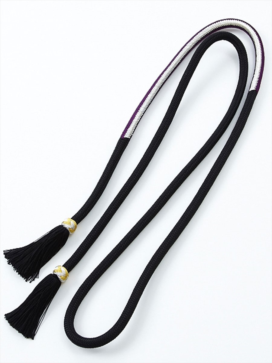 組み三色帯締め|ブラック