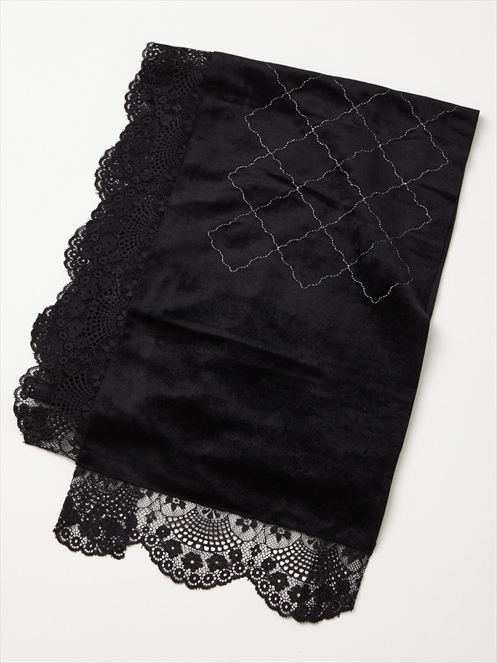 ベロア刺繍レース帯揚げpart2|ブラック