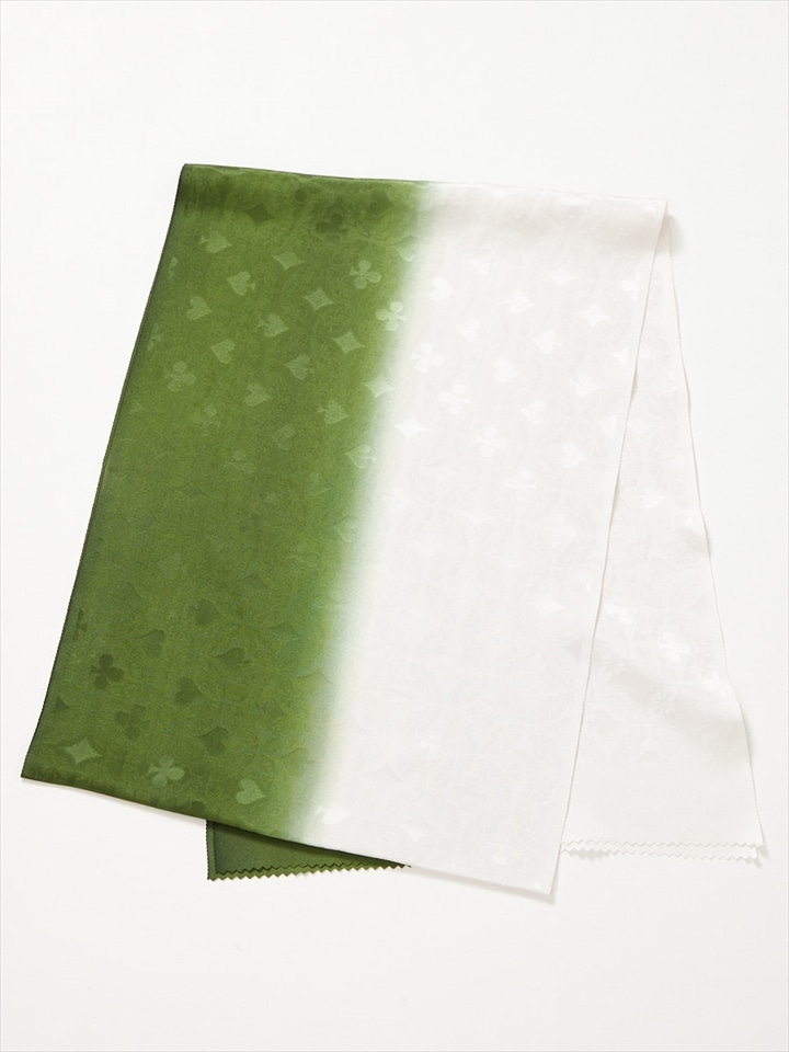 【ラスト1点】バイカラートランプ帯揚げ|ボトルグリーン