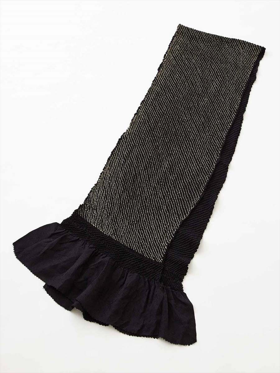 頭金絞り帯揚|ブラック