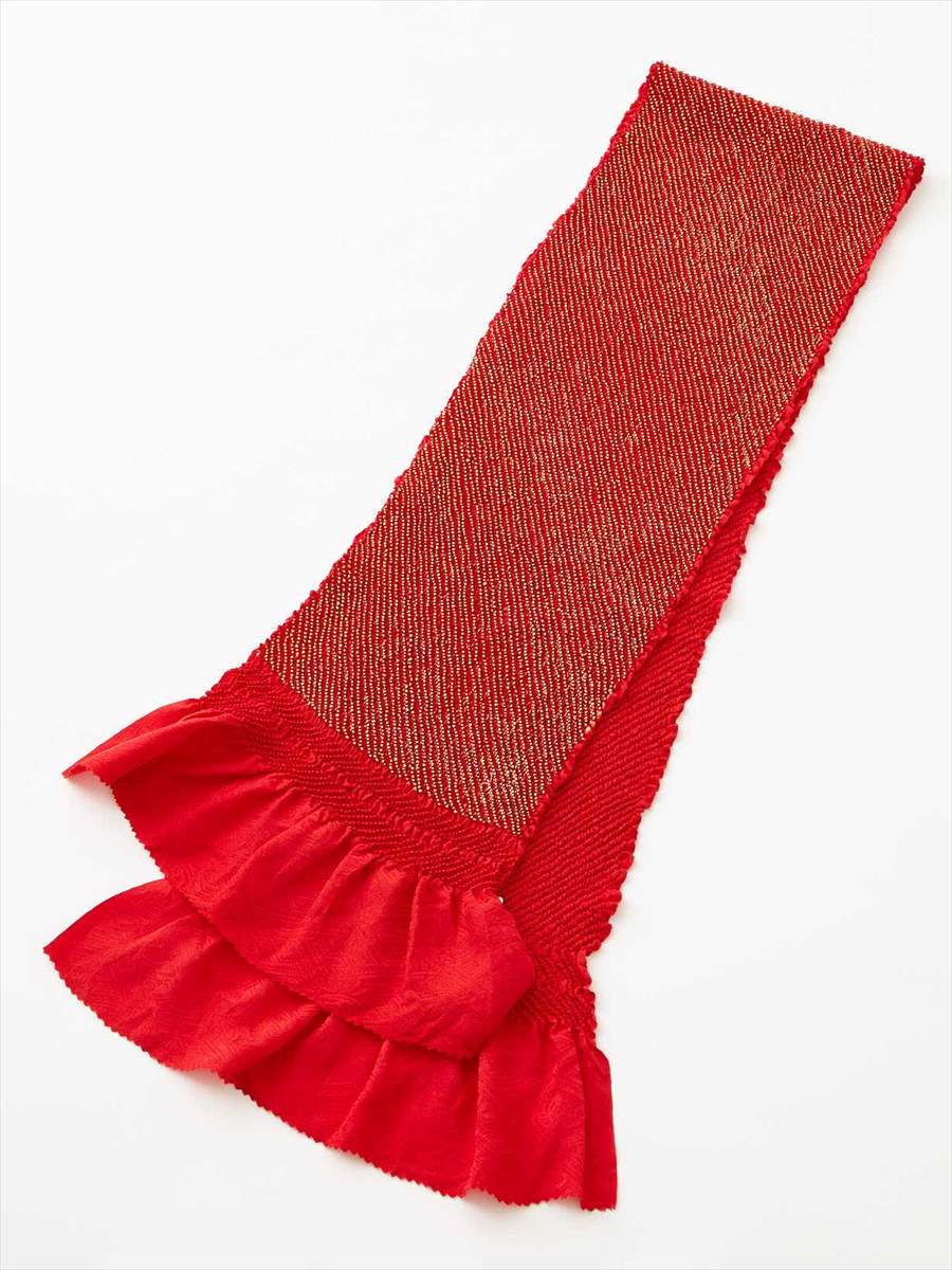 【残りわずか】頭金絞り帯揚|レッド