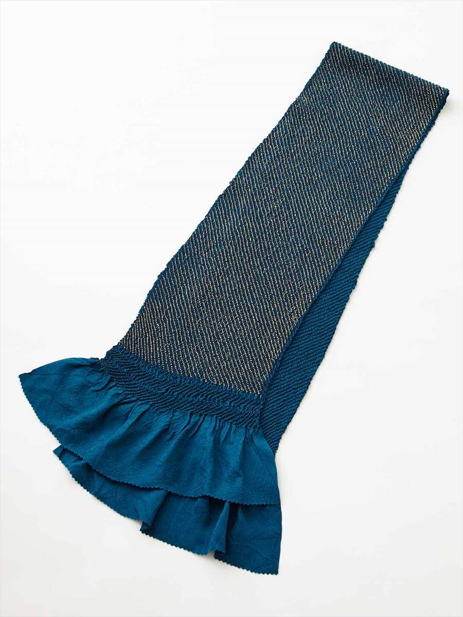 頭金絞り帯揚|ブルー