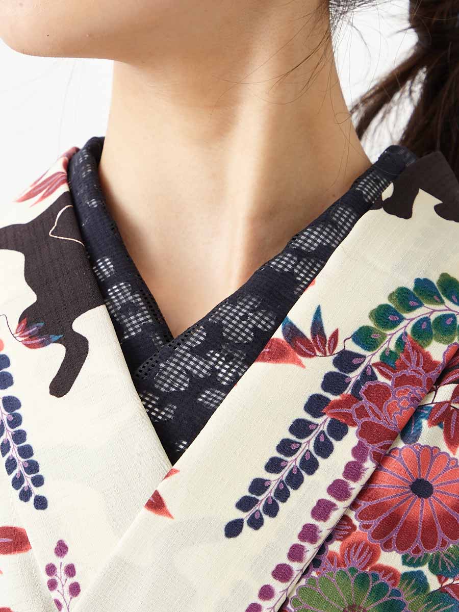 【ラスト1点】ジャガードチェック半衿|ダークネイビー