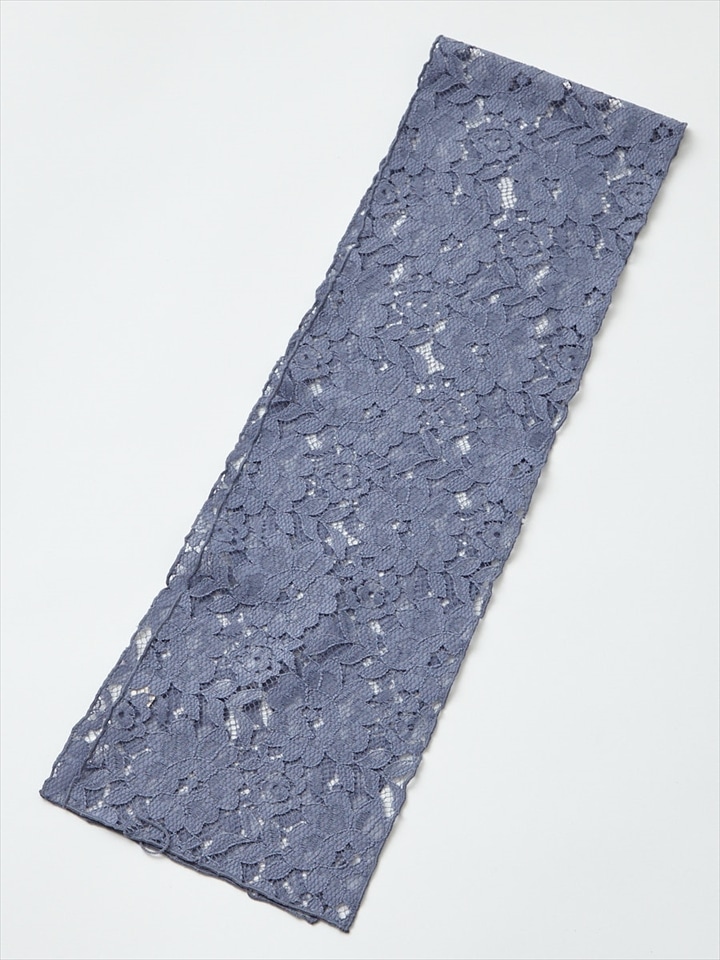 【ラスト1点】ラッセルフラワーレース半衿|ブルーグレー