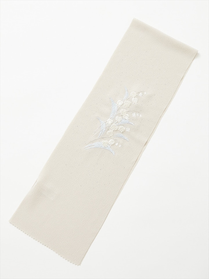 鈴蘭ビーズ刺繍半衿|ベージュ