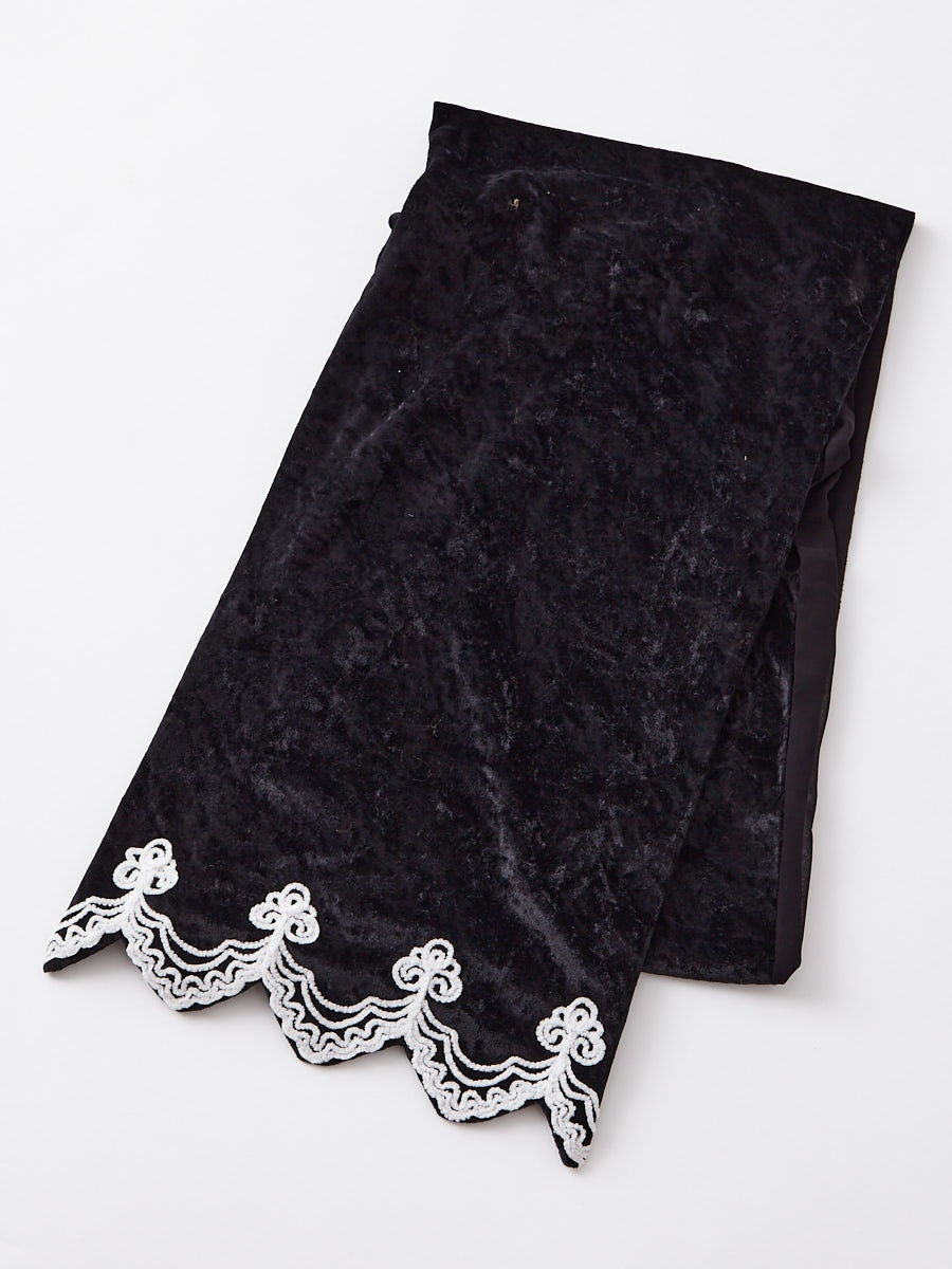 【残りわずか】レース刺繍ベロア帯飾り|ブラック