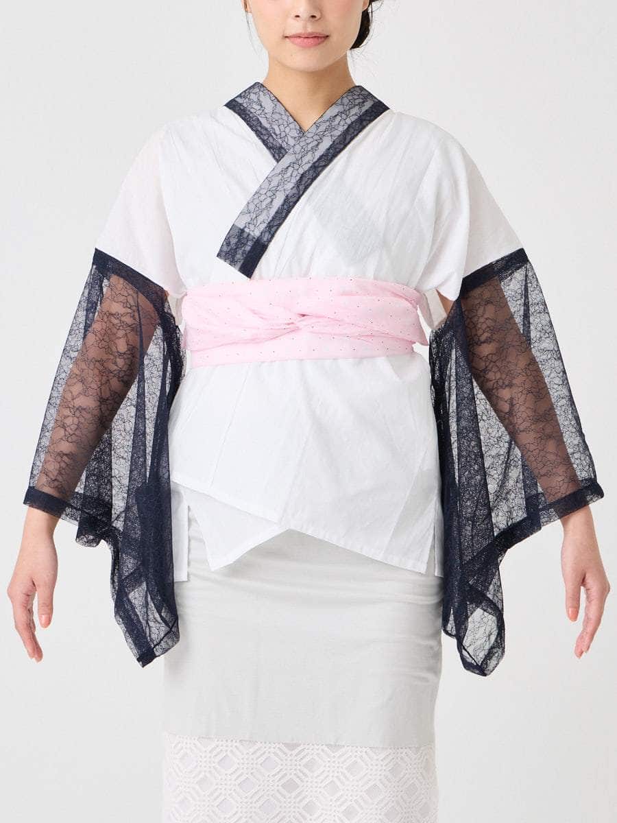 【ラスト1点】シアーレース半襦袢|ネイビー