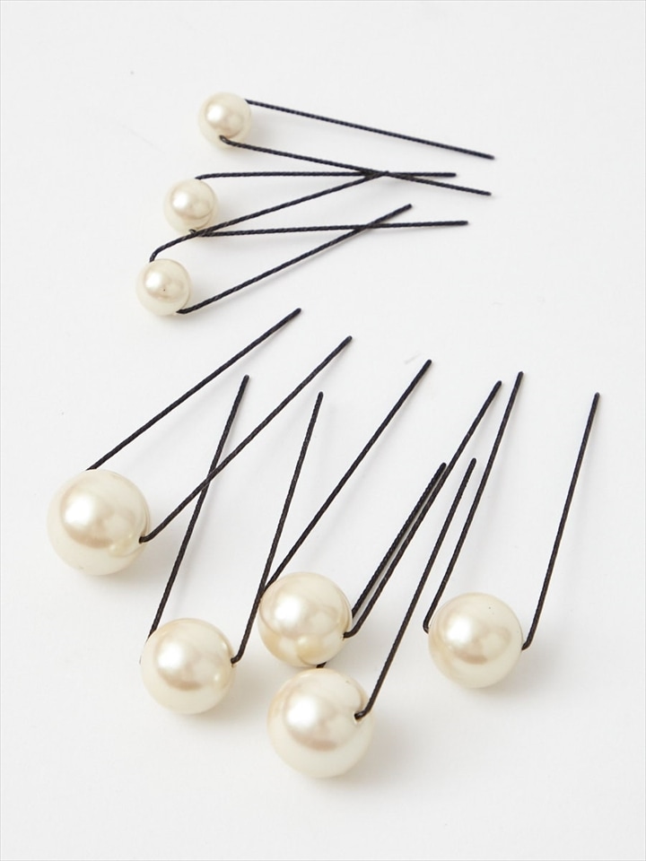 【ラスト1点】パールミックスＵピン|オフホワイト