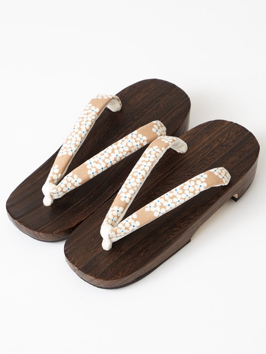 下駄「紫陽花（ヤキ幅広）」|ベージュ