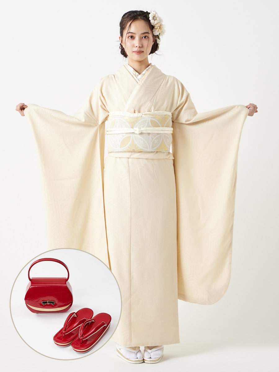 レンタル振袖【F2716】 華亀甲・オフ|レッド