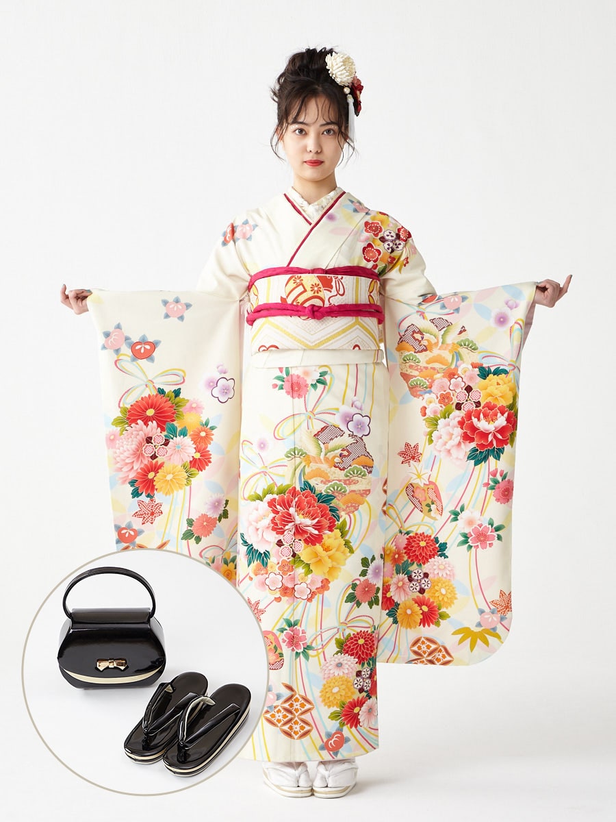 レンタル振袖【F1702】 七宝薬玉|ブラック