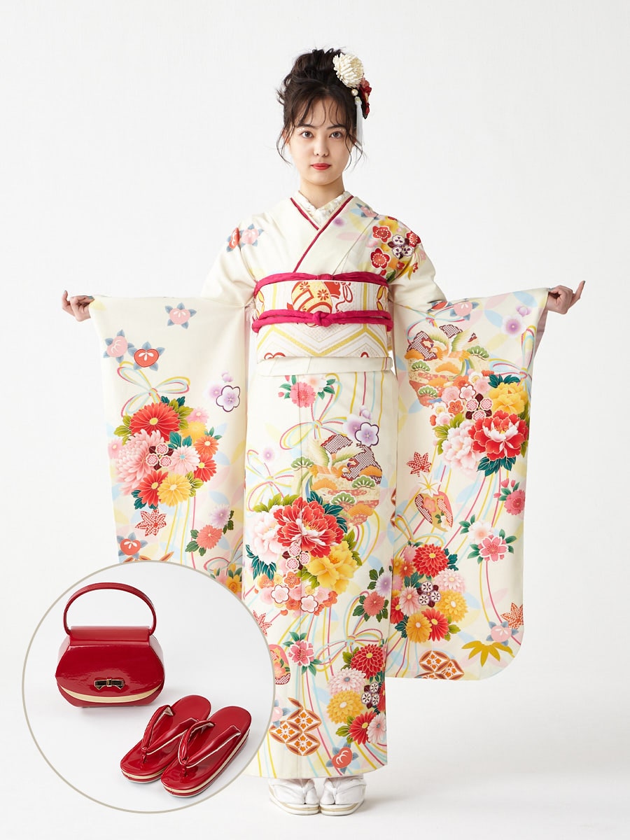 レンタル振袖【F1702】 七宝薬玉|レッド