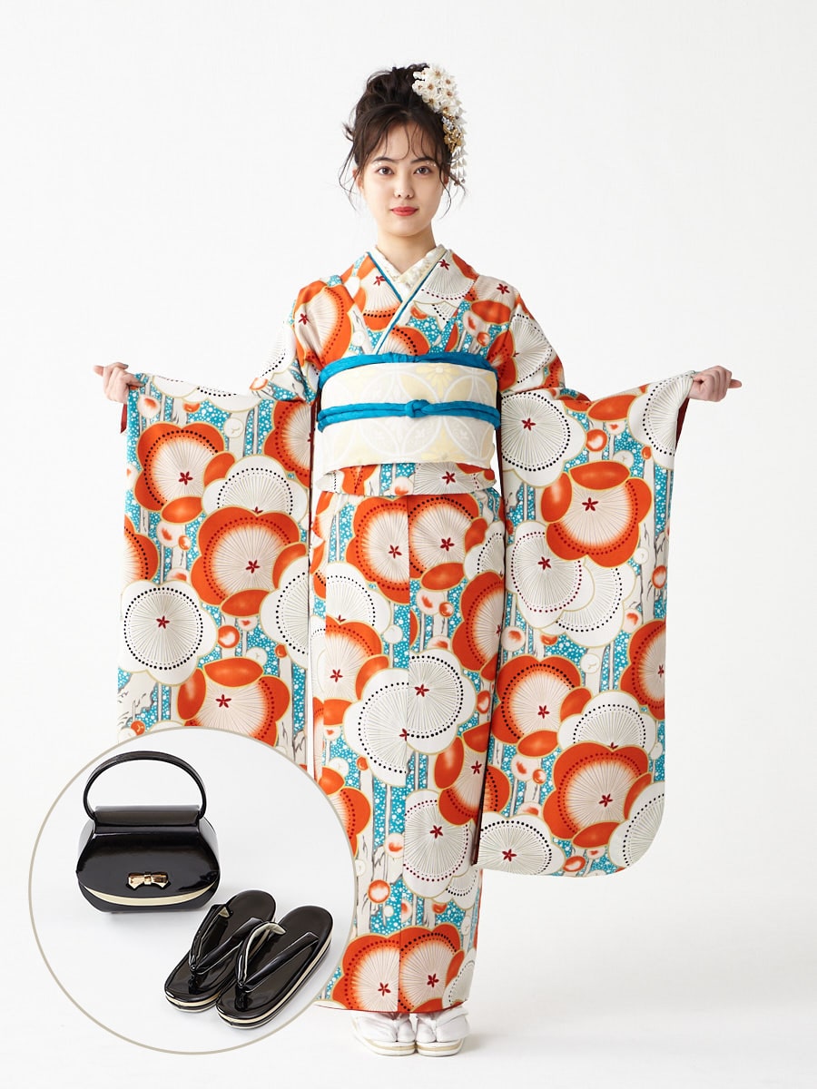 レンタル振袖【F2701】 あられ梅|ブラック