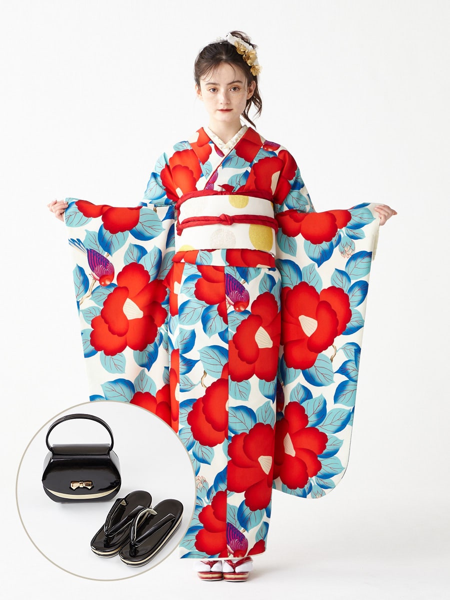 レンタル振袖【F3701】 椿鳥|ブラック