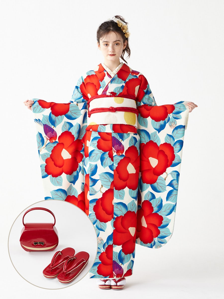 レンタル振袖【F3701】 椿鳥|レッド