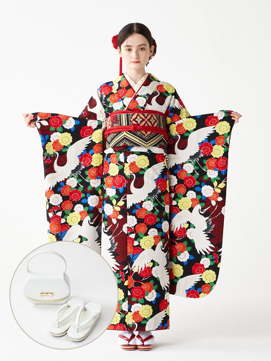 レンタル振袖【F3704】 八重鶴姫|ホワイト