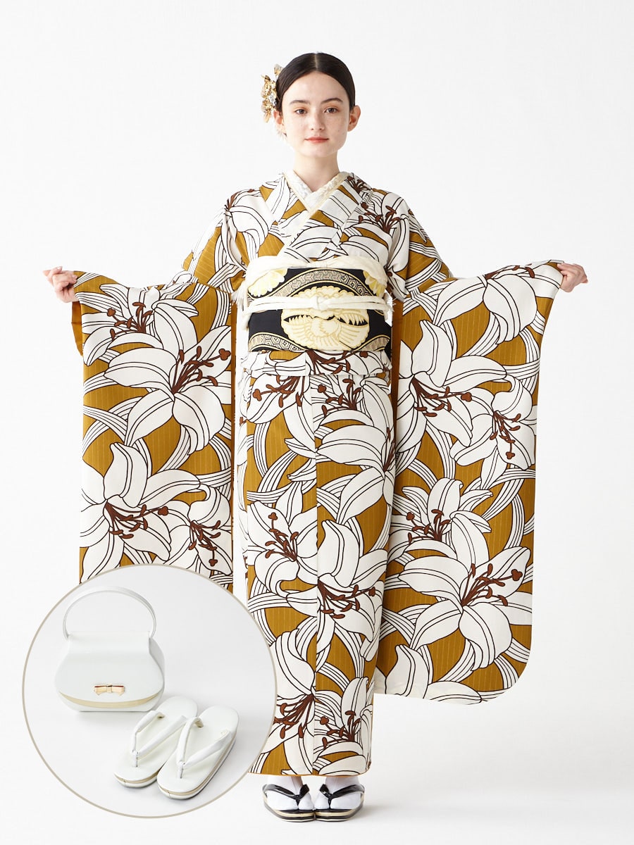 レンタル振袖【F2721】 百合|ホワイト