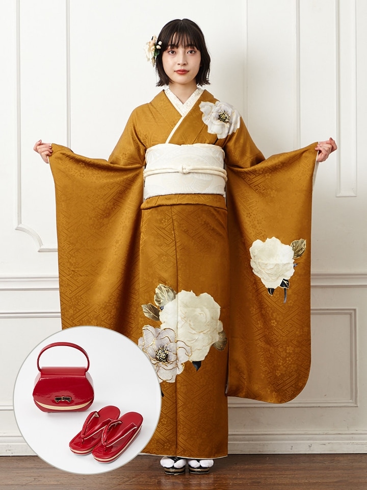 レンタル振袖【F5802】 アンティークローズ|レッド