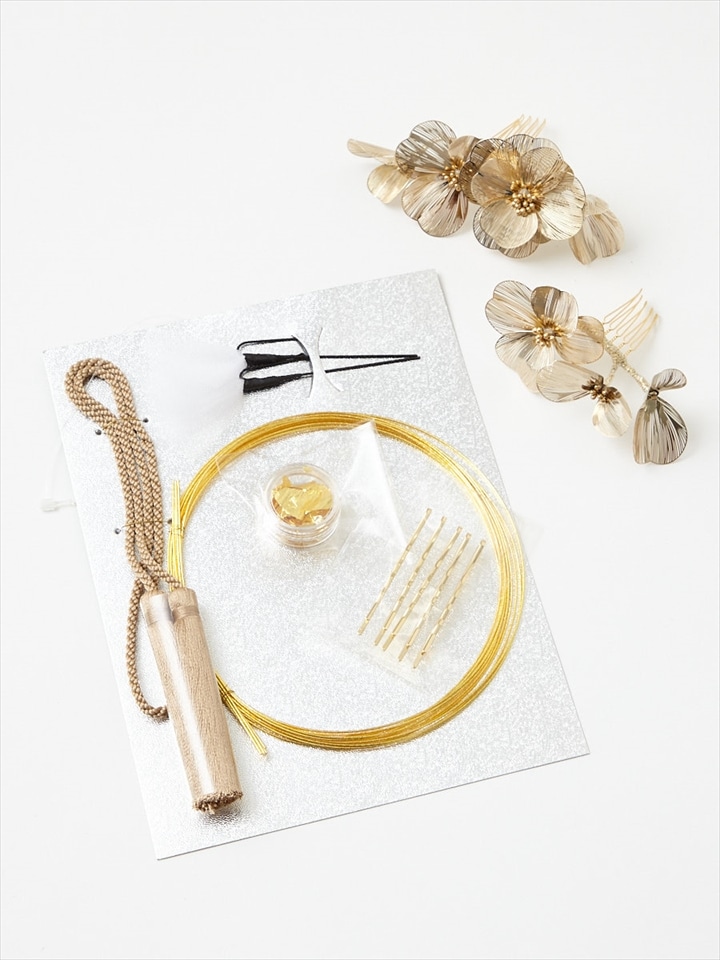 【残りわずか】【WEB限定】メタルフラワートレンド髪飾りセット|ゴールド