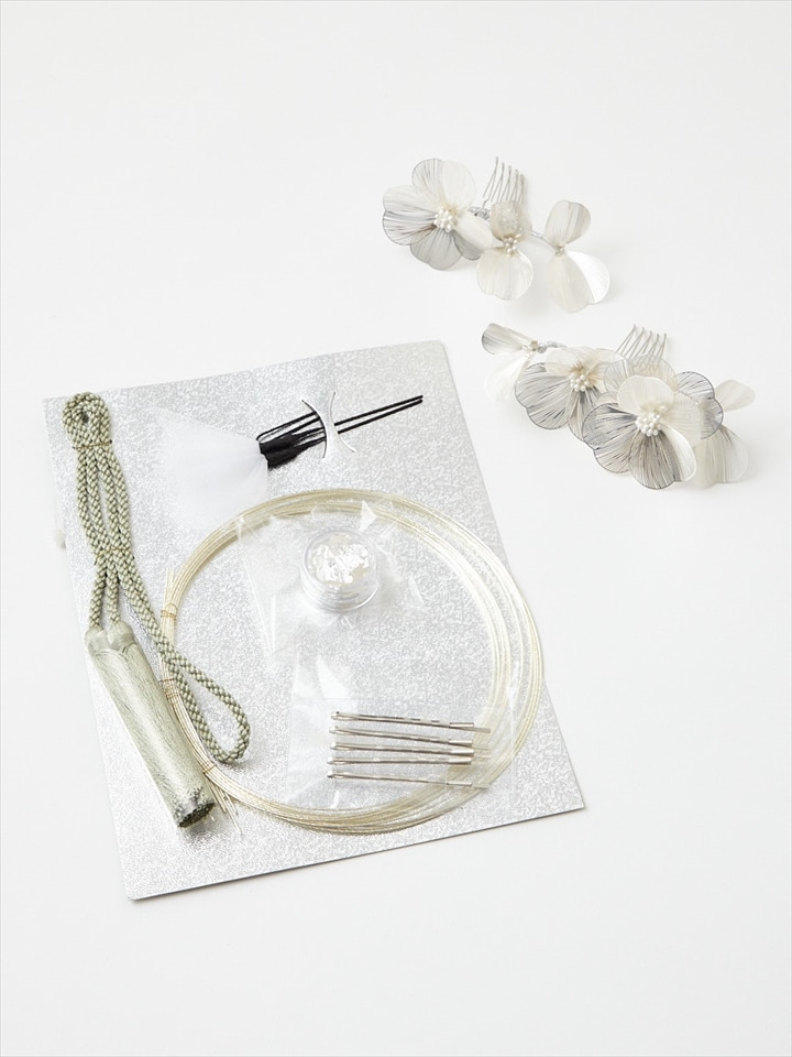 【WEB限定】メタルフラワートレンド髪飾りセット|シルバー