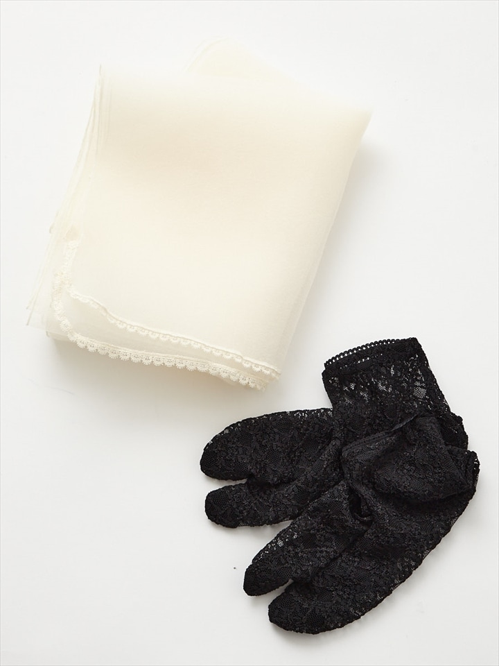 【WEB限定】コーディネートアップグレードセット（ 無地へこ帯+ レース足袋）|ブラック