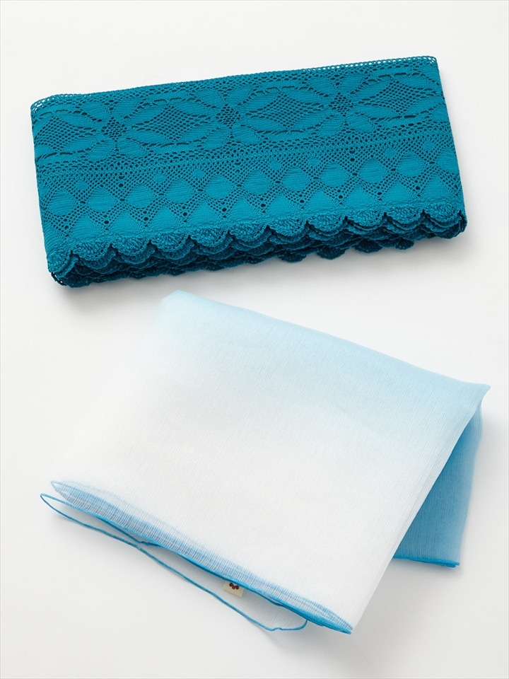 【ラスト1点】【WEB限定】コーディネートアップグレードセット( レース半巾帯+ 金魚へこ帯)|ターコイズ