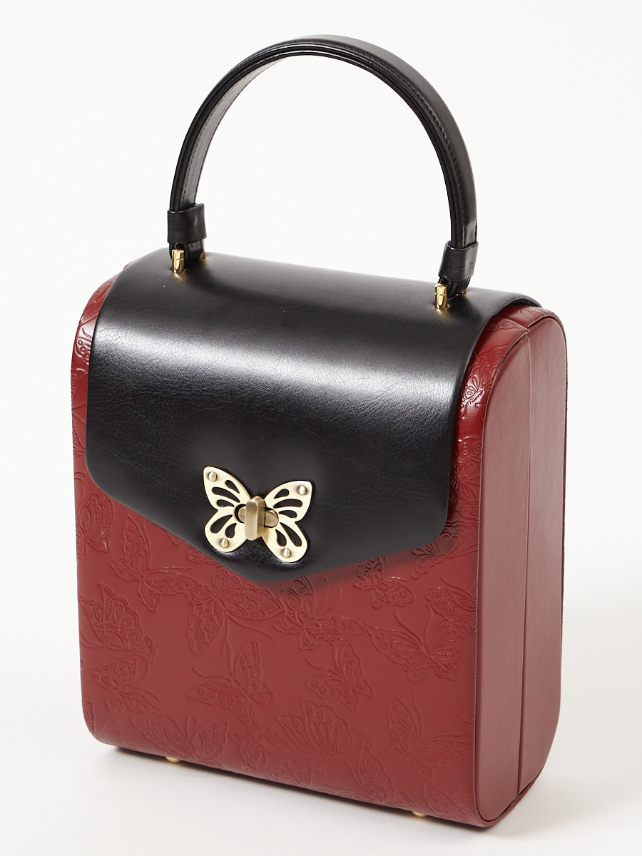 蝶々デザイン 革製 ハンドバッグ - ハンドバッグ