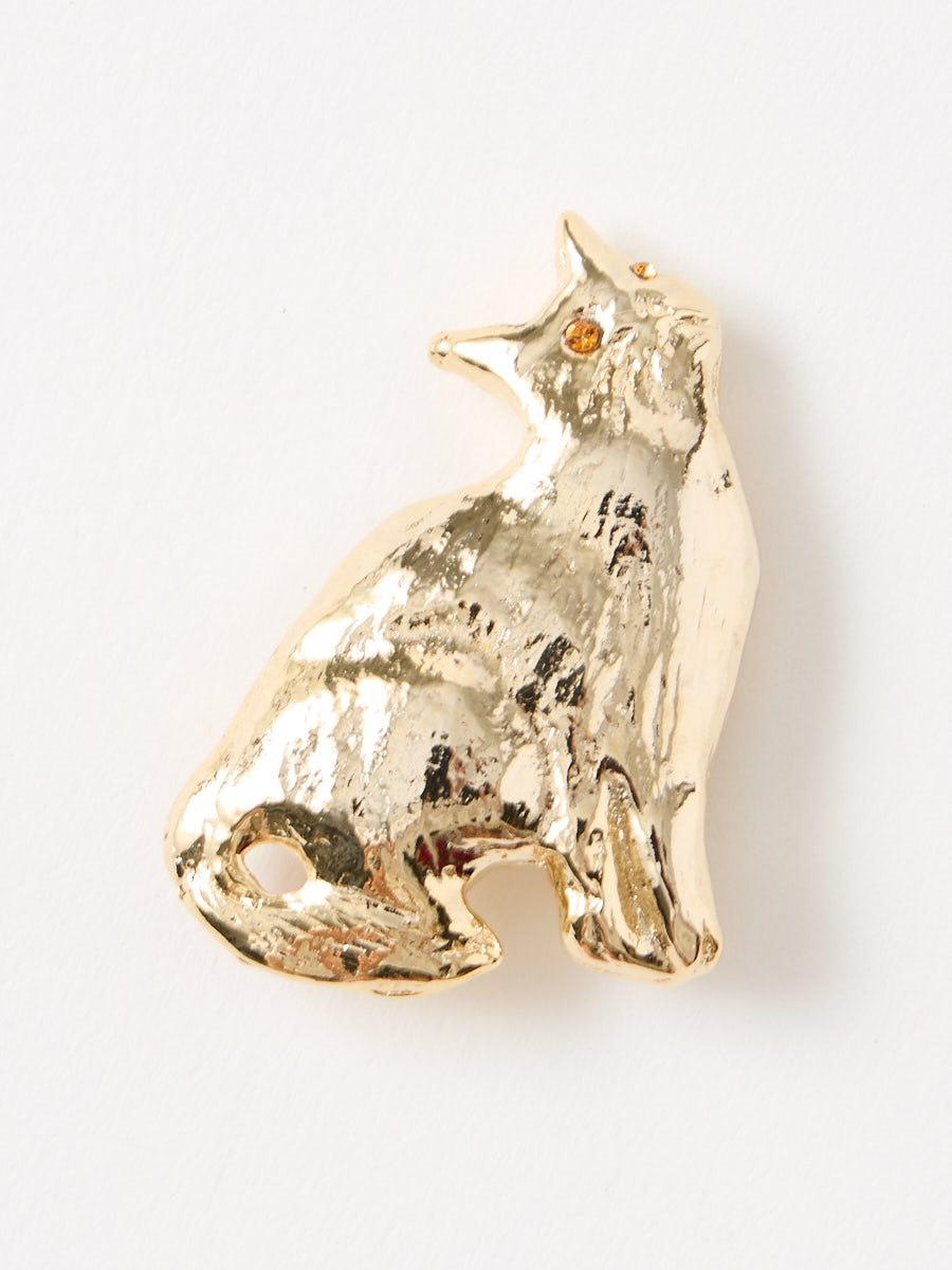 帯留「見上げ猫」|ゴールド